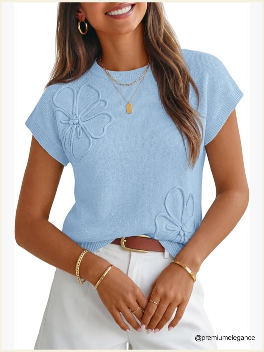 Women's Short Sleeve Sweater Vest Floral Knit Cute Pullover Tank Tops 2026